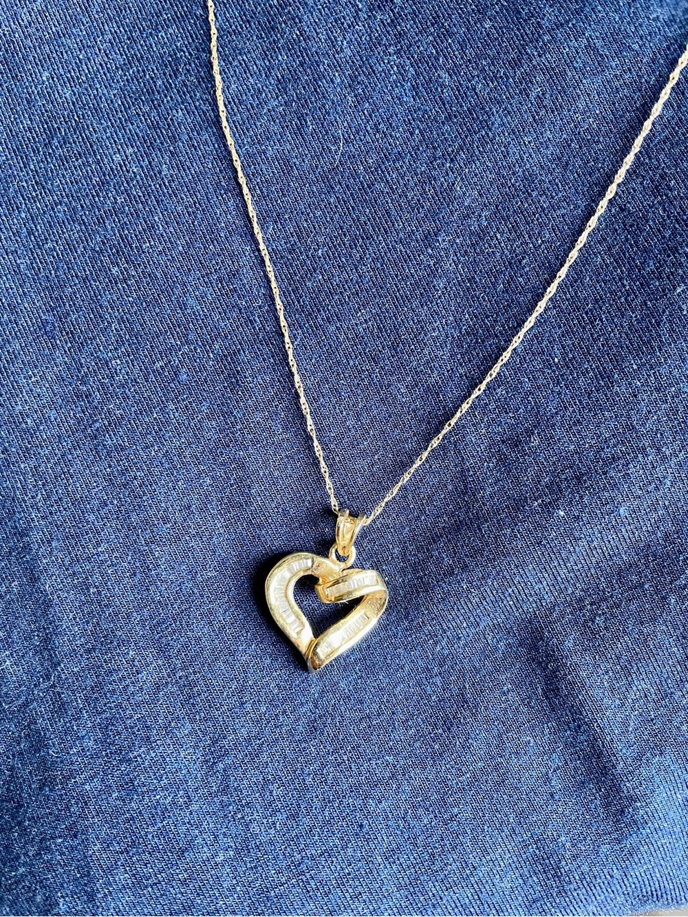 Vintage Gold Diamond Heart Pendant Necklace